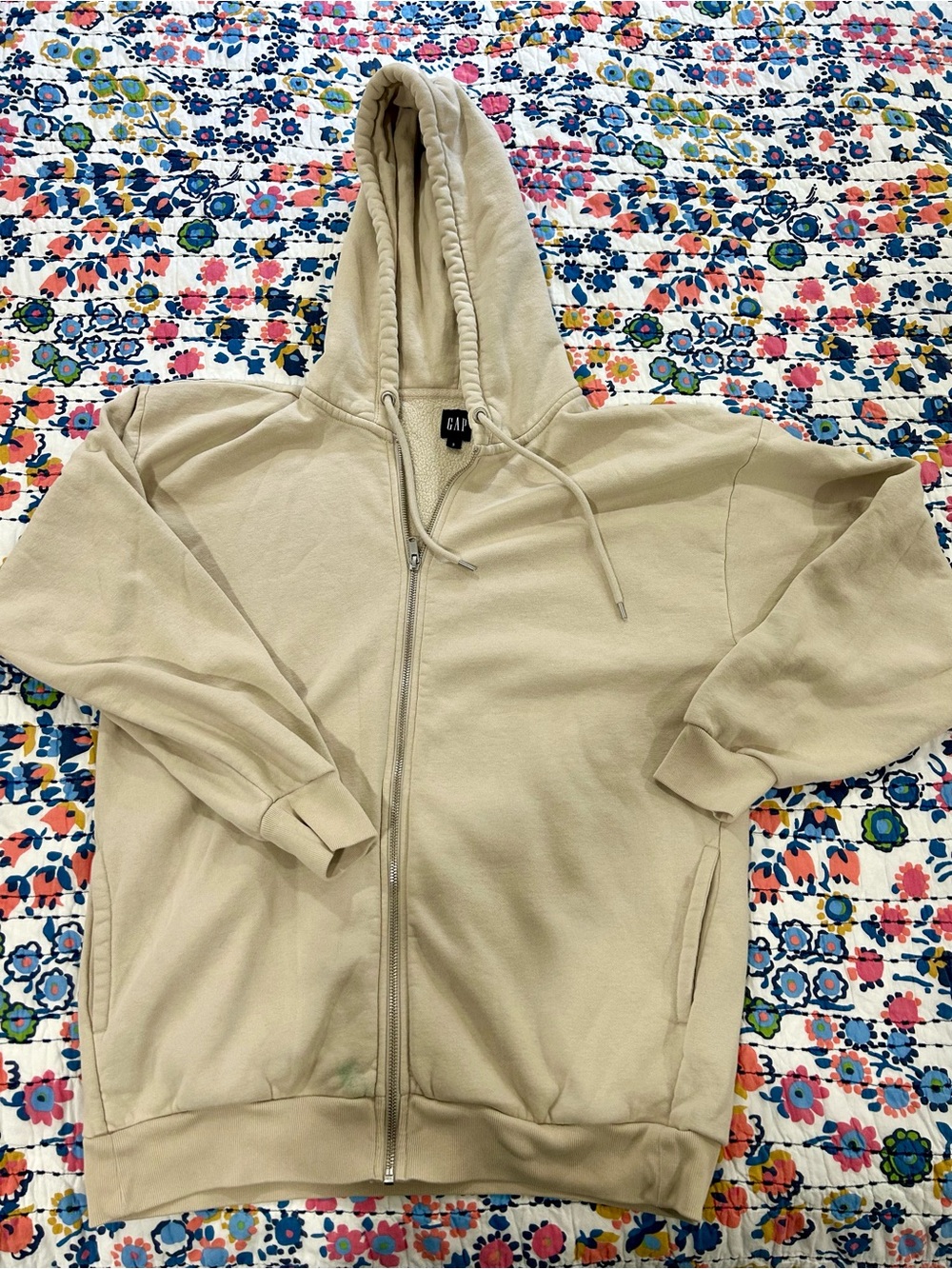 GAP Women’s Tan Beige Full-Zip Tunic Length Oversized Hoodie Sz Small